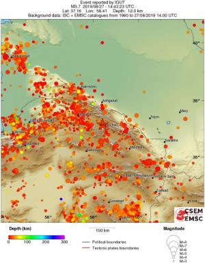 regional depth historical seismicity