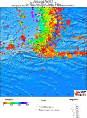 regional depth historical seismicity