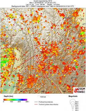 regional depth historical seismicity