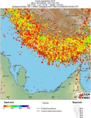 regional depth historical seismicity