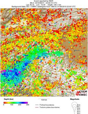 regional depth historical seismicity