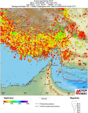 regional depth historical seismicity