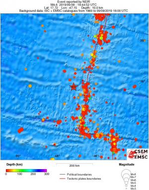 regional depth historical seismicity