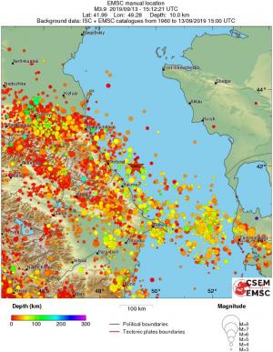regional depth historical seismicity