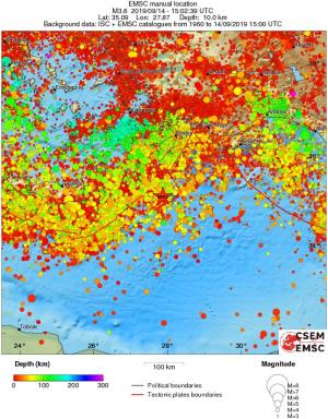 regional depth historical seismicity