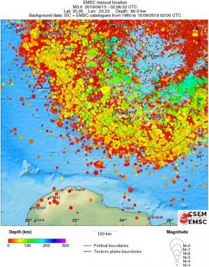 regional depth historical seismicity