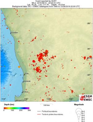 regional depth historical seismicity
