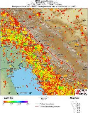 regional depth historical seismicity