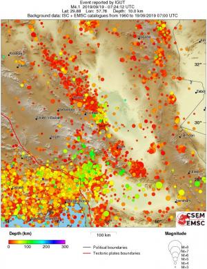regional depth historical seismicity