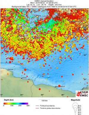 regional depth historical seismicity