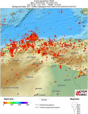 regional depth historical seismicity