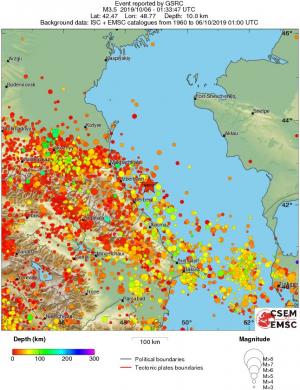 regional depth historical seismicity