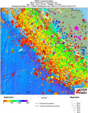 regional depth historical seismicity