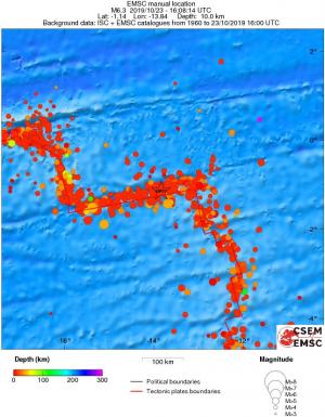 regional depth historical seismicity