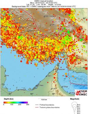 regional depth historical seismicity