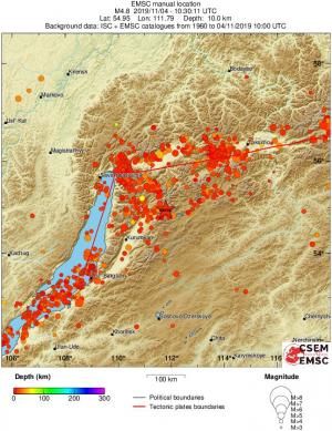 regional depth historical seismicity