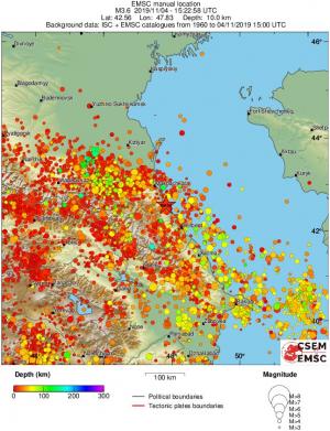 regional depth historical seismicity
