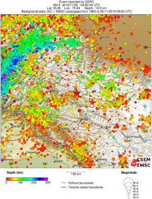 regional depth historical seismicity
