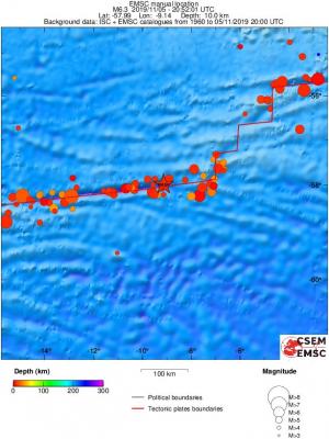 regional depth historical seismicity