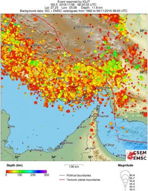 regional depth historical seismicity