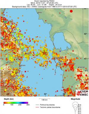 regional depth historical seismicity