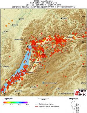 regional depth historical seismicity