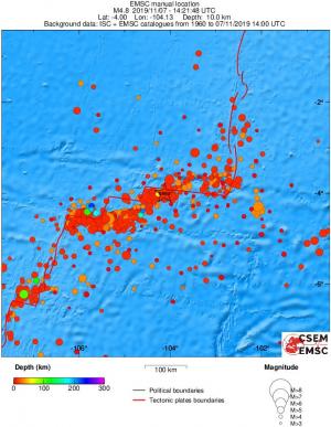regional depth historical seismicity