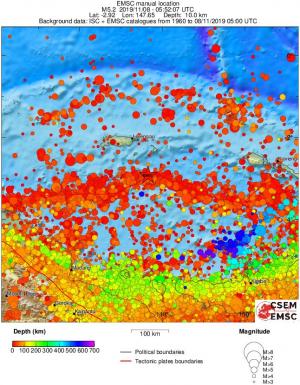 regional depth historical seismicity