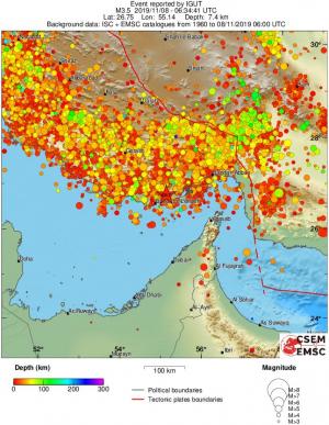 regional depth historical seismicity