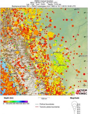 regional depth historical seismicity