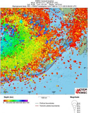 regional depth historical seismicity