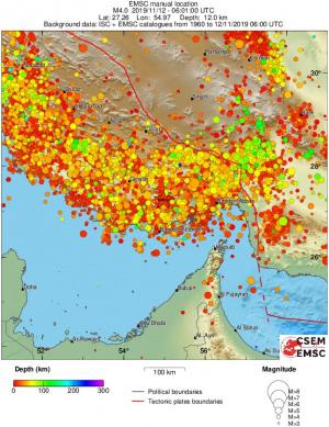 regional depth historical seismicity