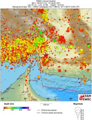 regional depth historical seismicity