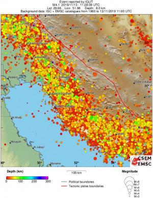 regional depth historical seismicity