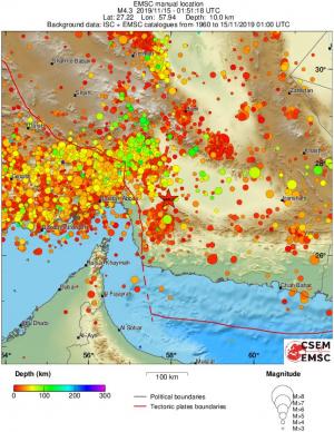 regional depth historical seismicity