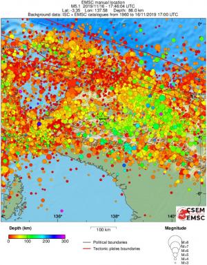 regional depth historical seismicity
