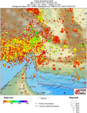 regional depth historical seismicity