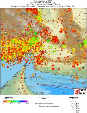 regional depth historical seismicity