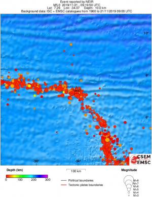 regional depth historical seismicity