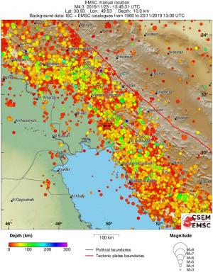 regional depth historical seismicity