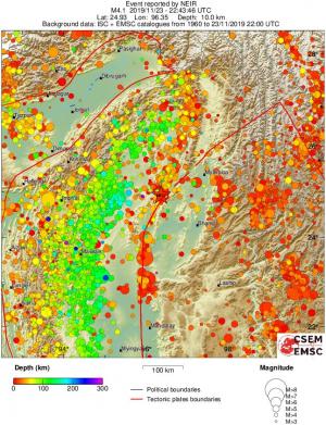 regional depth historical seismicity