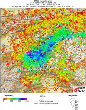 regional depth historical seismicity