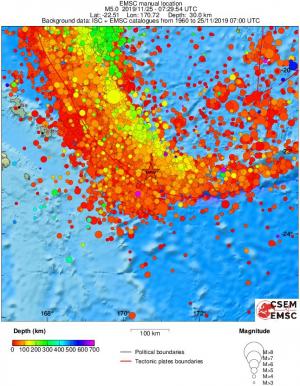 regional depth historical seismicity