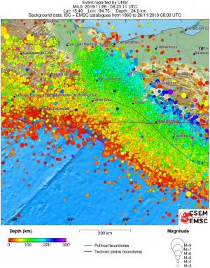 regional depth historical seismicity