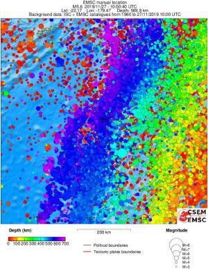 regional depth historical seismicity