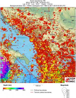 regional depth historical seismicity