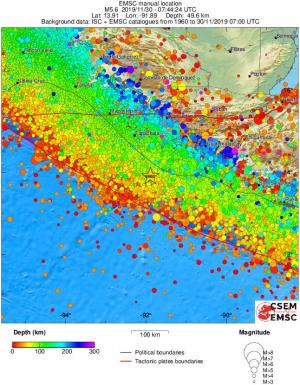 regional depth historical seismicity