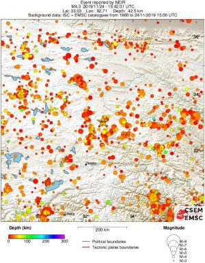regional depth historical seismicity