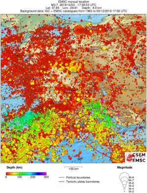 regional depth historical seismicity