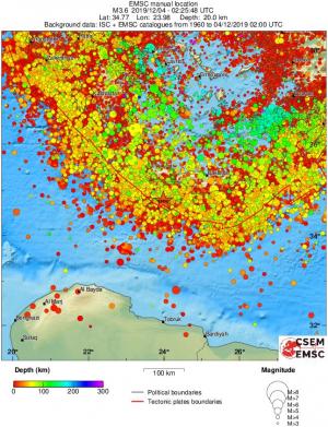 regional depth historical seismicity